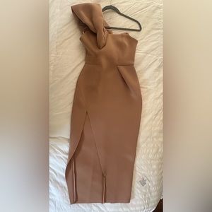 Never Worn! ASOS DESIGN one shoulder seamed bust midi dress with high leg slit